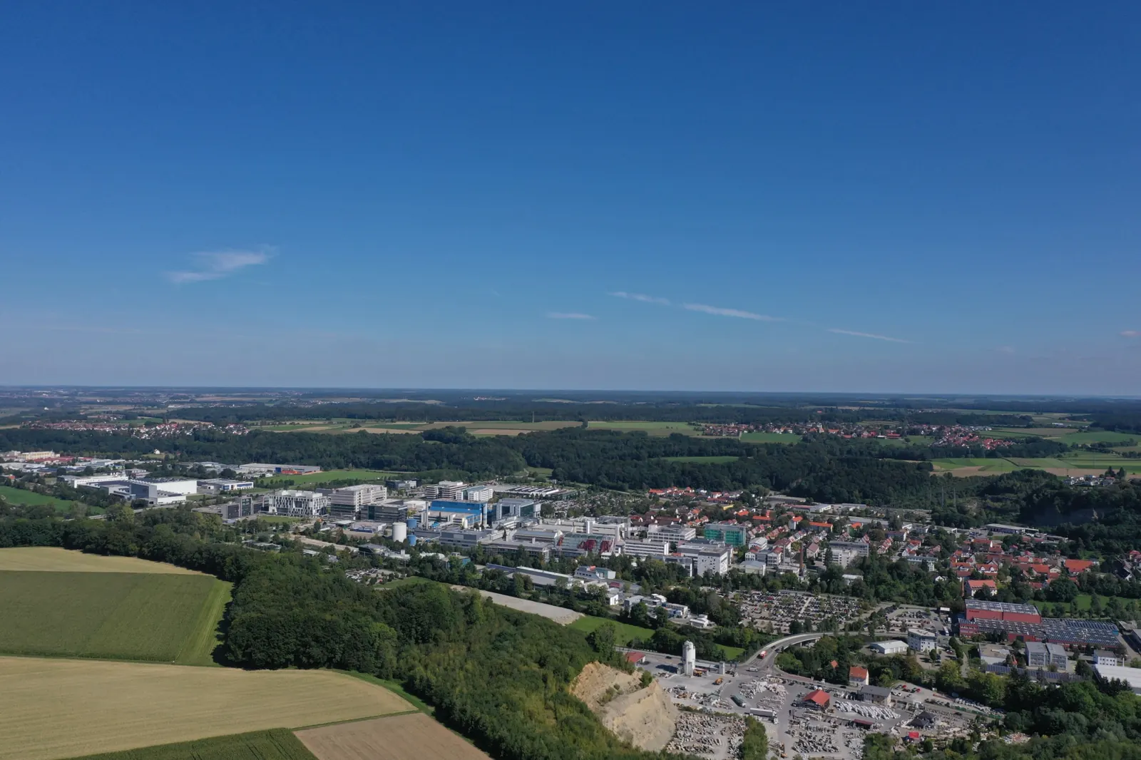 Aerial view of Biberach's industrial and research sites